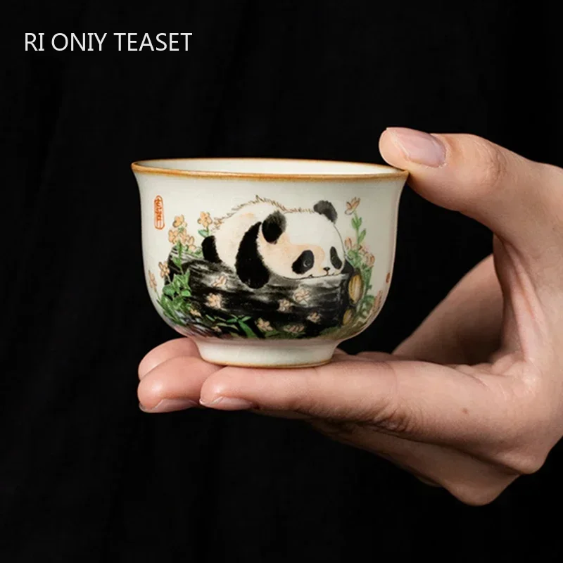 Handmade Ceramic Mug - 1 adet Çin Geleneği Ru Fırın